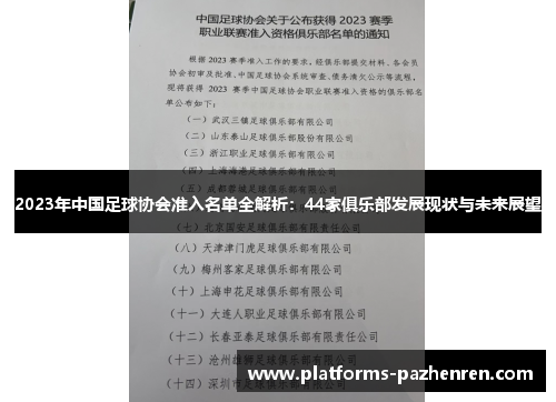 2023年中国足球协会准入名单全解析：44家俱乐部发展现状与未来展望